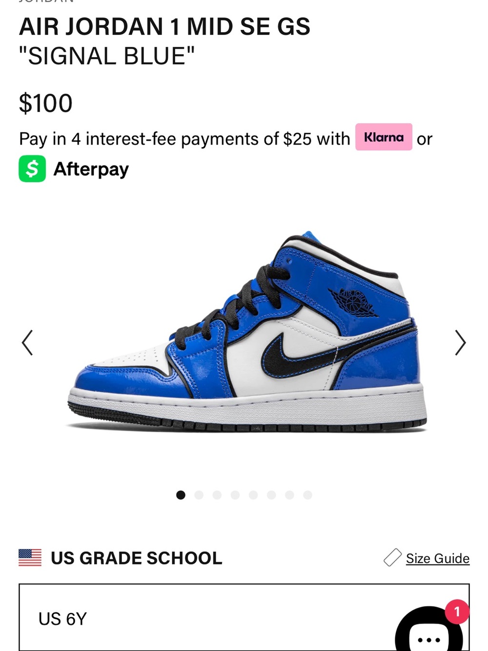 Air Jordan 1 retro mid “signal blue” 5.5Y